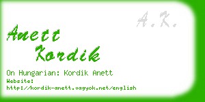 anett kordik business card